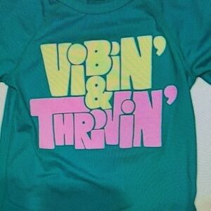 Vibrant Kids Swim Shirt - Teal and Pink